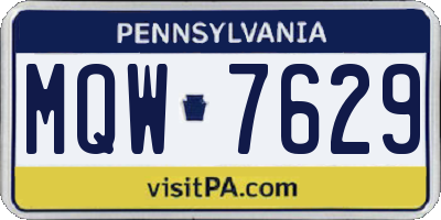 PA license plate MQW7629