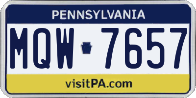 PA license plate MQW7657