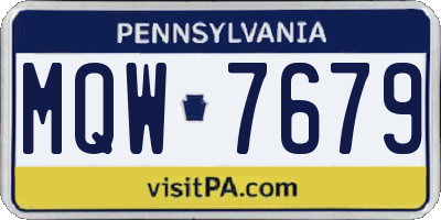 PA license plate MQW7679