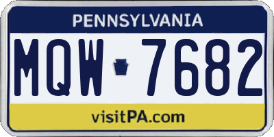 PA license plate MQW7682