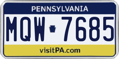 PA license plate MQW7685