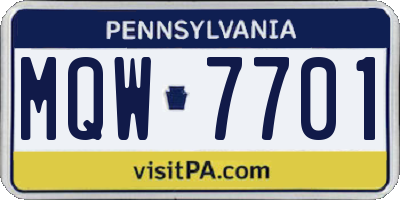 PA license plate MQW7701