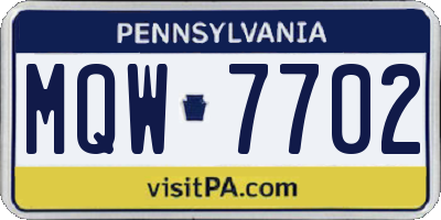 PA license plate MQW7702