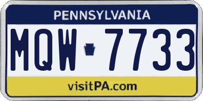 PA license plate MQW7733