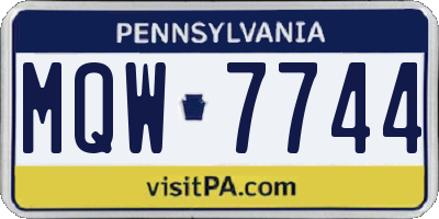 PA license plate MQW7744
