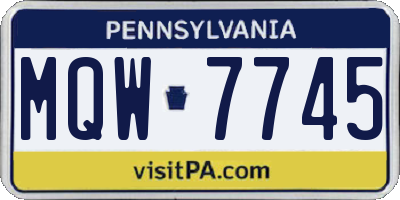 PA license plate MQW7745