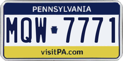 PA license plate MQW7771