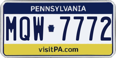 PA license plate MQW7772