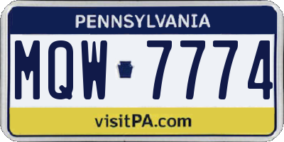 PA license plate MQW7774