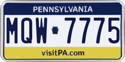 PA license plate MQW7775