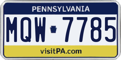 PA license plate MQW7785