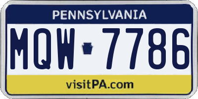 PA license plate MQW7786