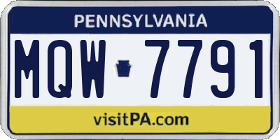 PA license plate MQW7791