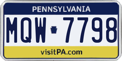 PA license plate MQW7798