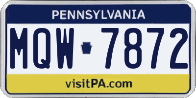 PA license plate MQW7872