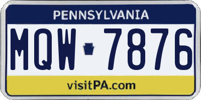 PA license plate MQW7876