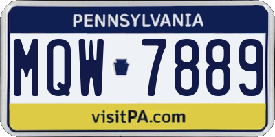 PA license plate MQW7889