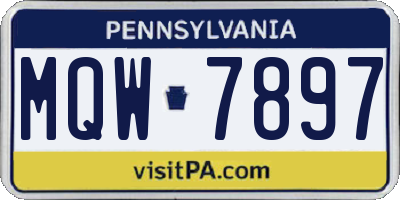 PA license plate MQW7897