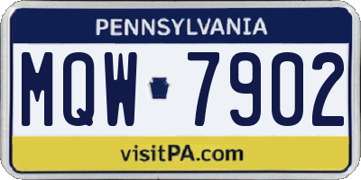 PA license plate MQW7902