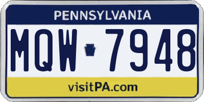 PA license plate MQW7948