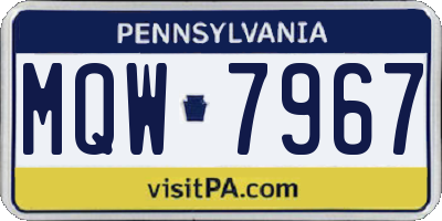 PA license plate MQW7967