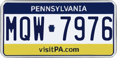 PA license plate MQW7976