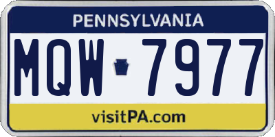PA license plate MQW7977