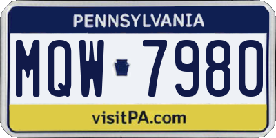 PA license plate MQW7980