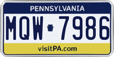 PA license plate MQW7986