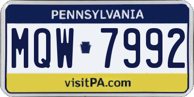 PA license plate MQW7992