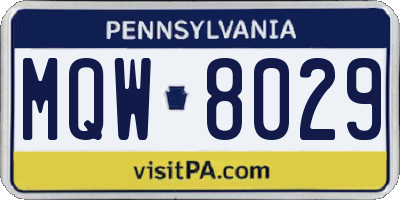 PA license plate MQW8029