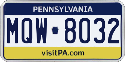 PA license plate MQW8032