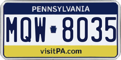 PA license plate MQW8035