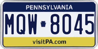 PA license plate MQW8045