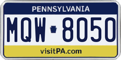 PA license plate MQW8050