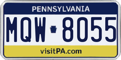 PA license plate MQW8055