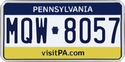 PA license plate MQW8057