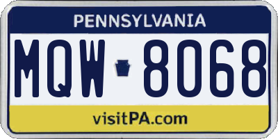 PA license plate MQW8068