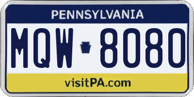 PA license plate MQW8080