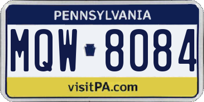 PA license plate MQW8084