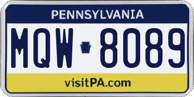 PA license plate MQW8089