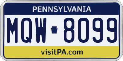 PA license plate MQW8099