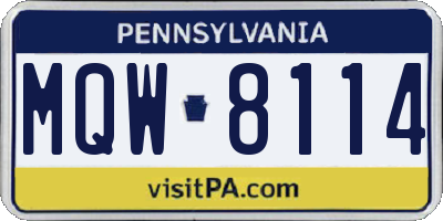 PA license plate MQW8114