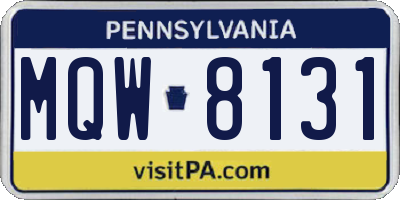 PA license plate MQW8131