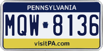 PA license plate MQW8136