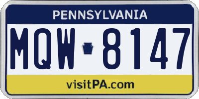 PA license plate MQW8147