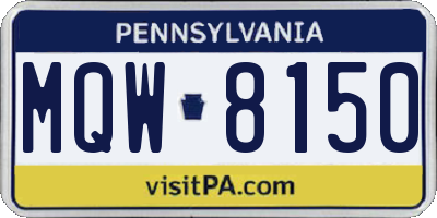 PA license plate MQW8150