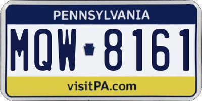 PA license plate MQW8161