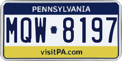 PA license plate MQW8197