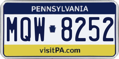 PA license plate MQW8252